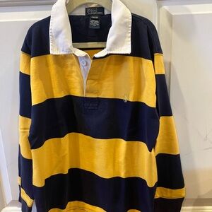 Polo by Ralph Lauren Navy and Yellow Striped Rugby Shirt
